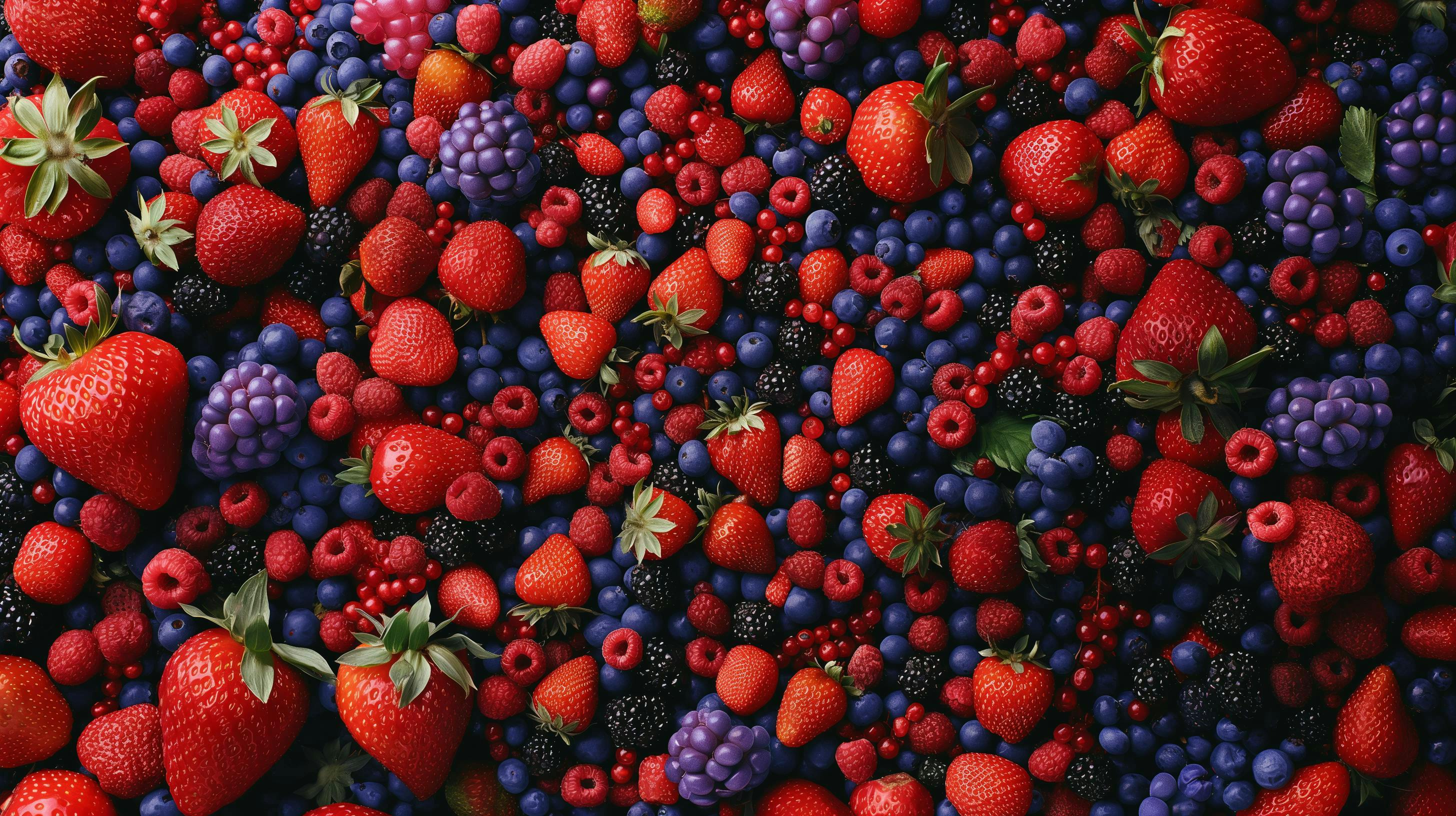 Abbildung mit Himbeeren, Erdbeeren und Blaubeeren
